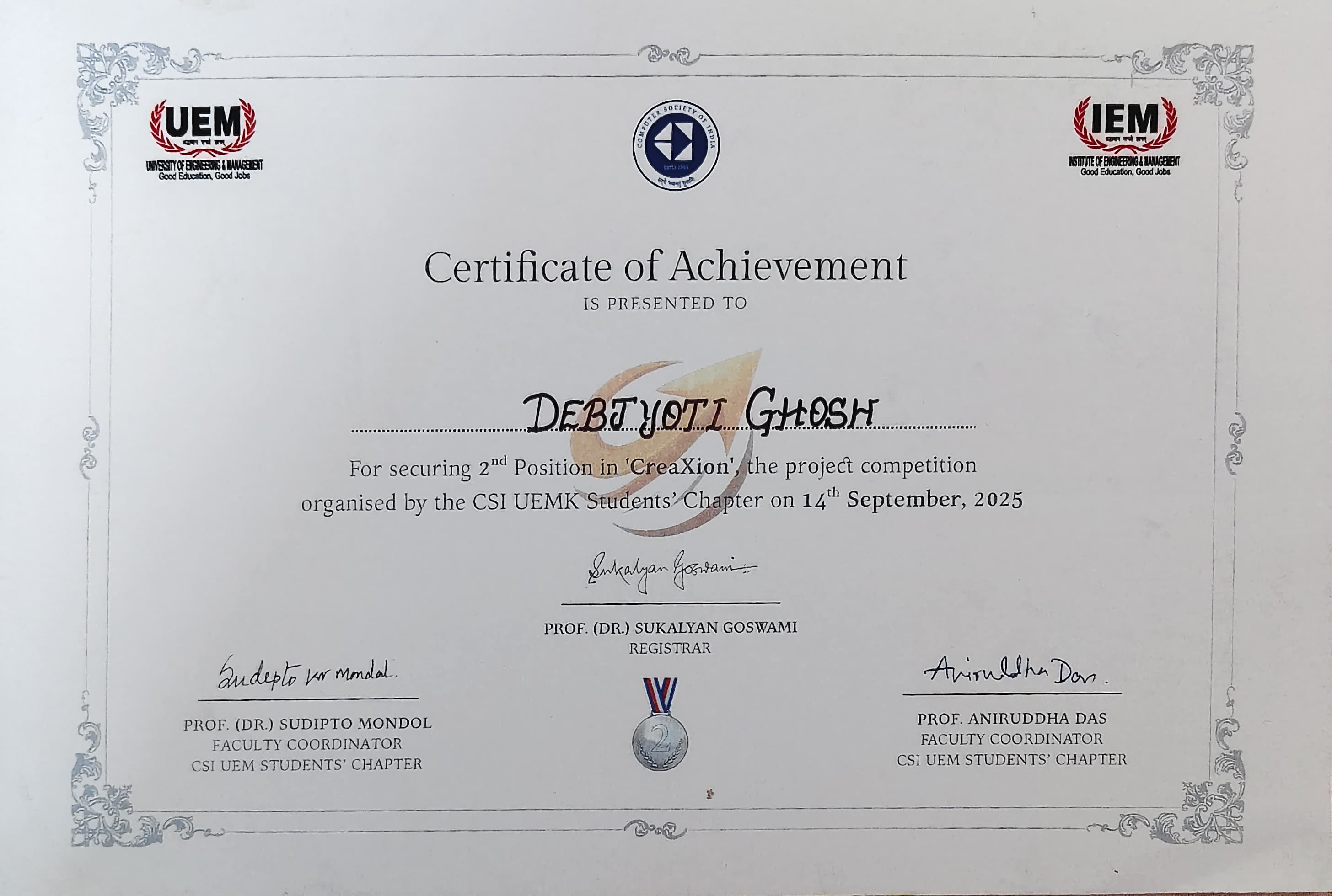 CSI CreaXion Project Competition – 2nd Place