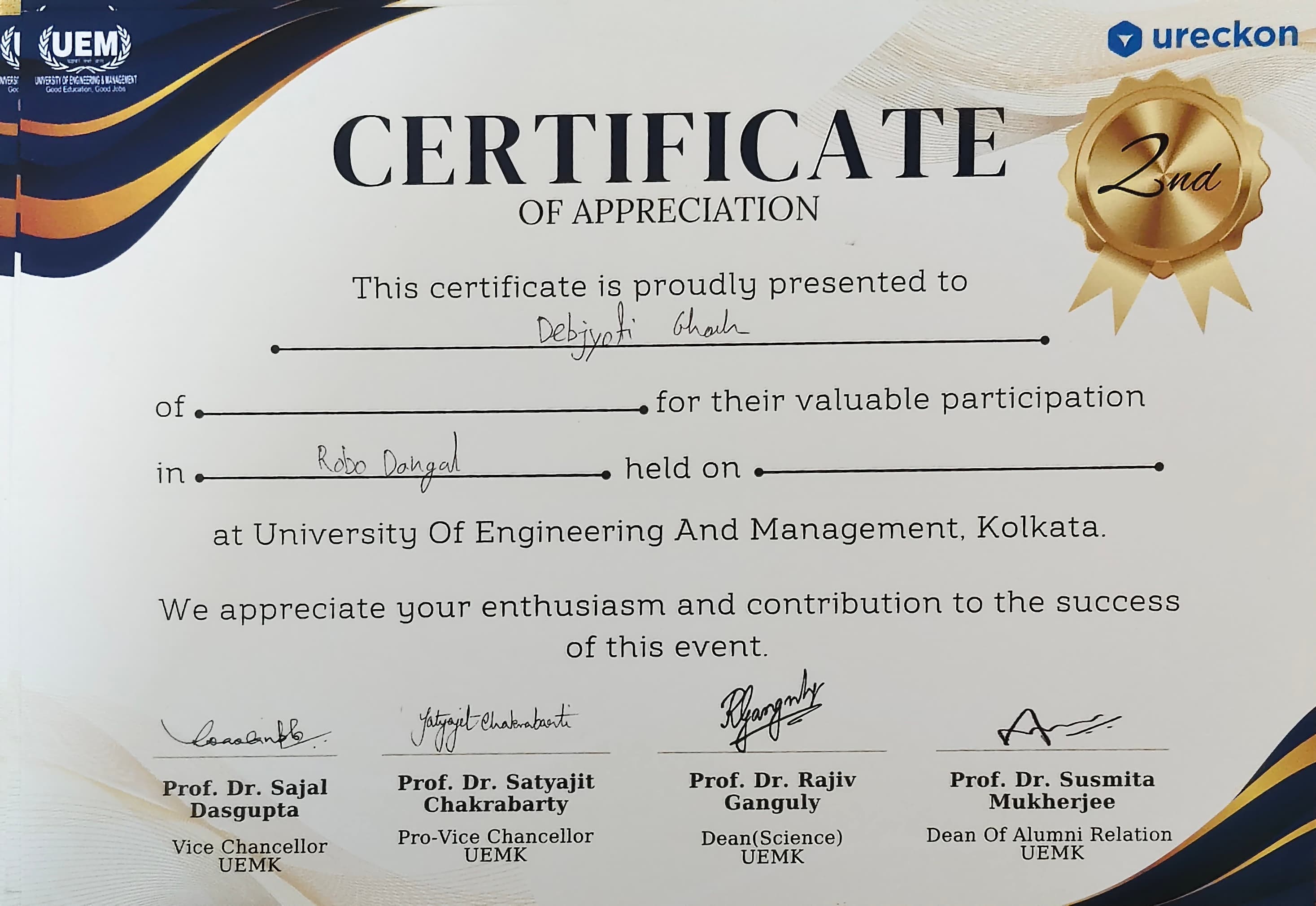 URECKON Robo Dangal – 2nd Place