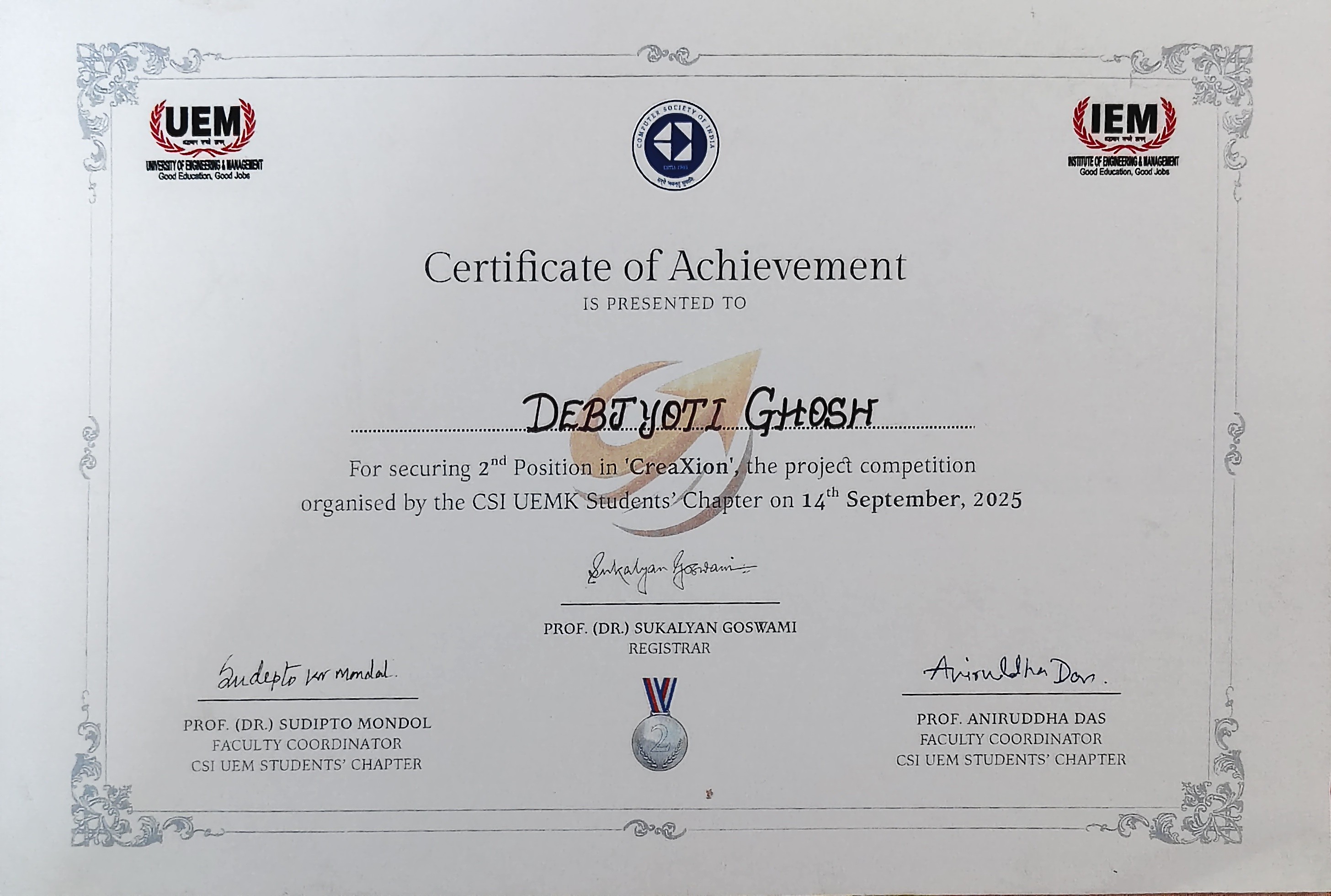 CSI CreaXion Project Competition – 2nd Place